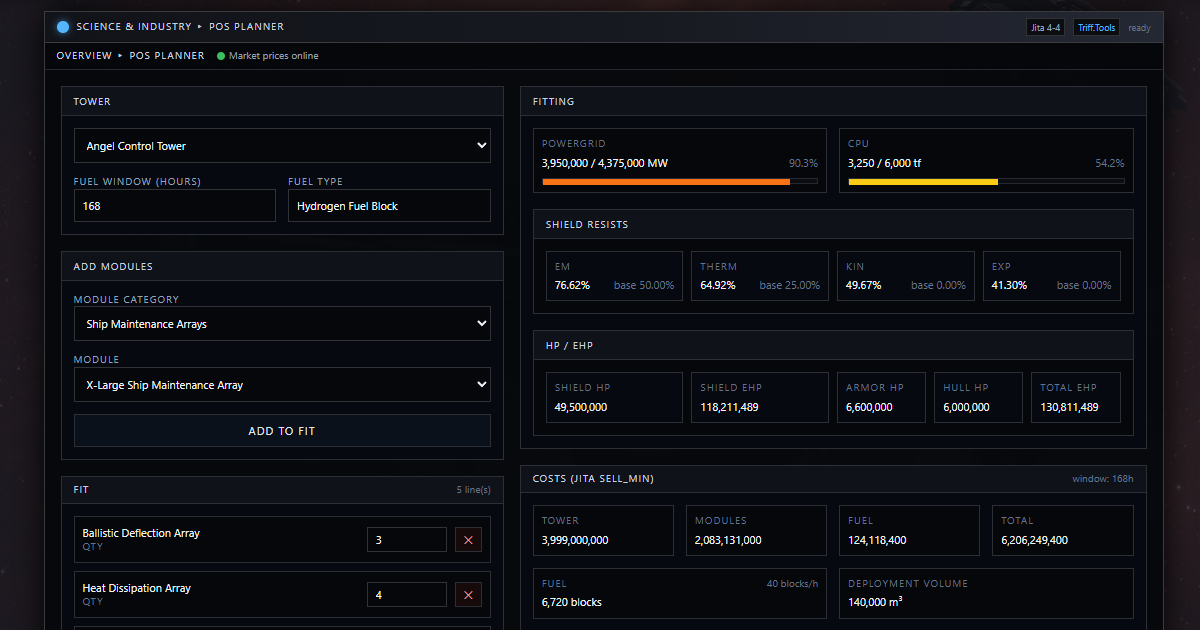 Triff EVE POS Planner | Triff.Tools